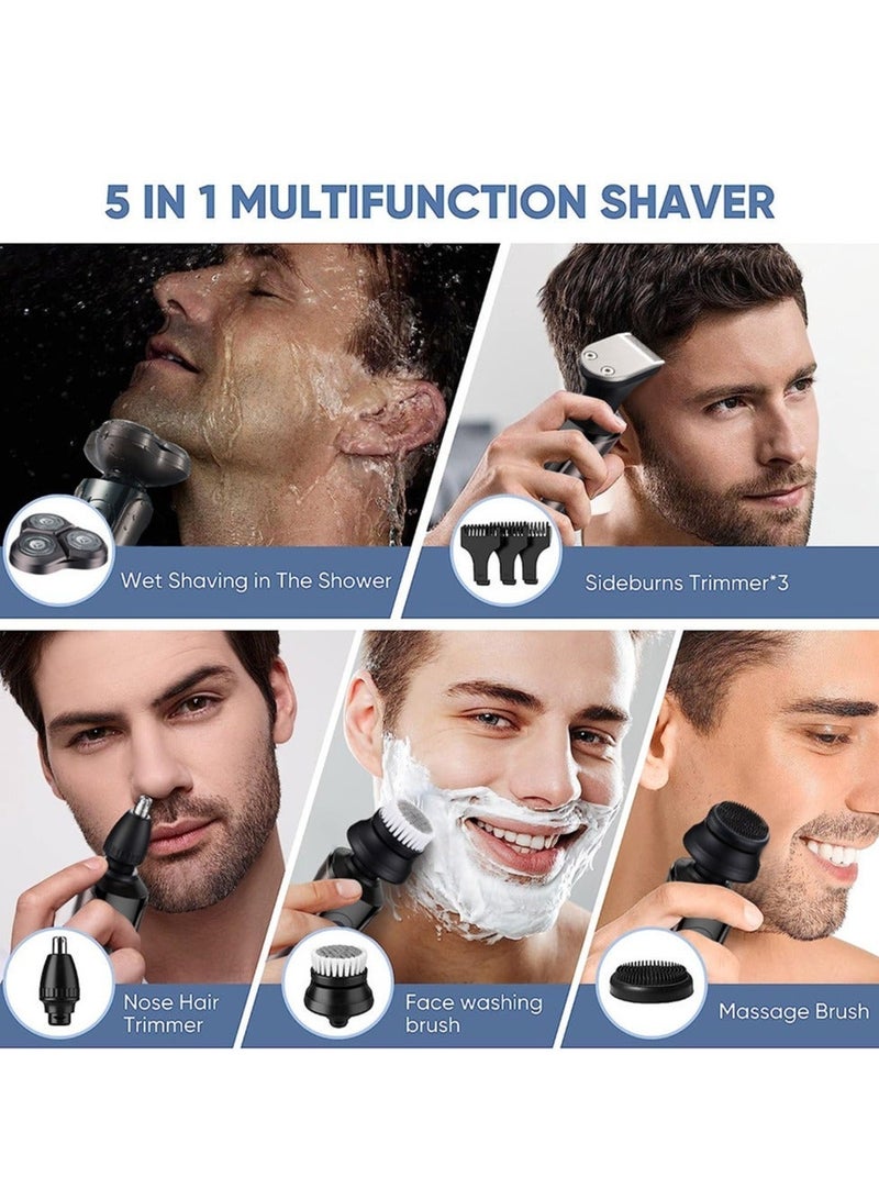 sokany 5-In-1 Multi Functional Rotating 3-Blade，Mens Electric Razor for Men Electric Face Shavers Rechargeable Shaving Men's Cordless Razors IPX7 Waterproof Wet Dry Rotary Shavers Beard Mustache Trimmer USB Charging - Image 3